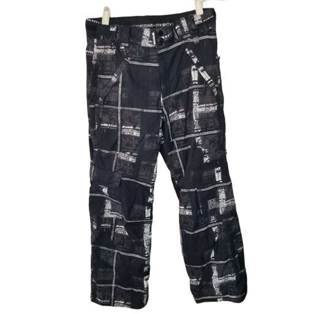 Ride Snowboards Mens Snow Pants Ski Size M Black All Over Print Lined Outdoor